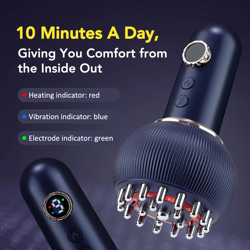 Hailicare Wireless Electric Heated Microcurrent Massage Brush For Back Massage