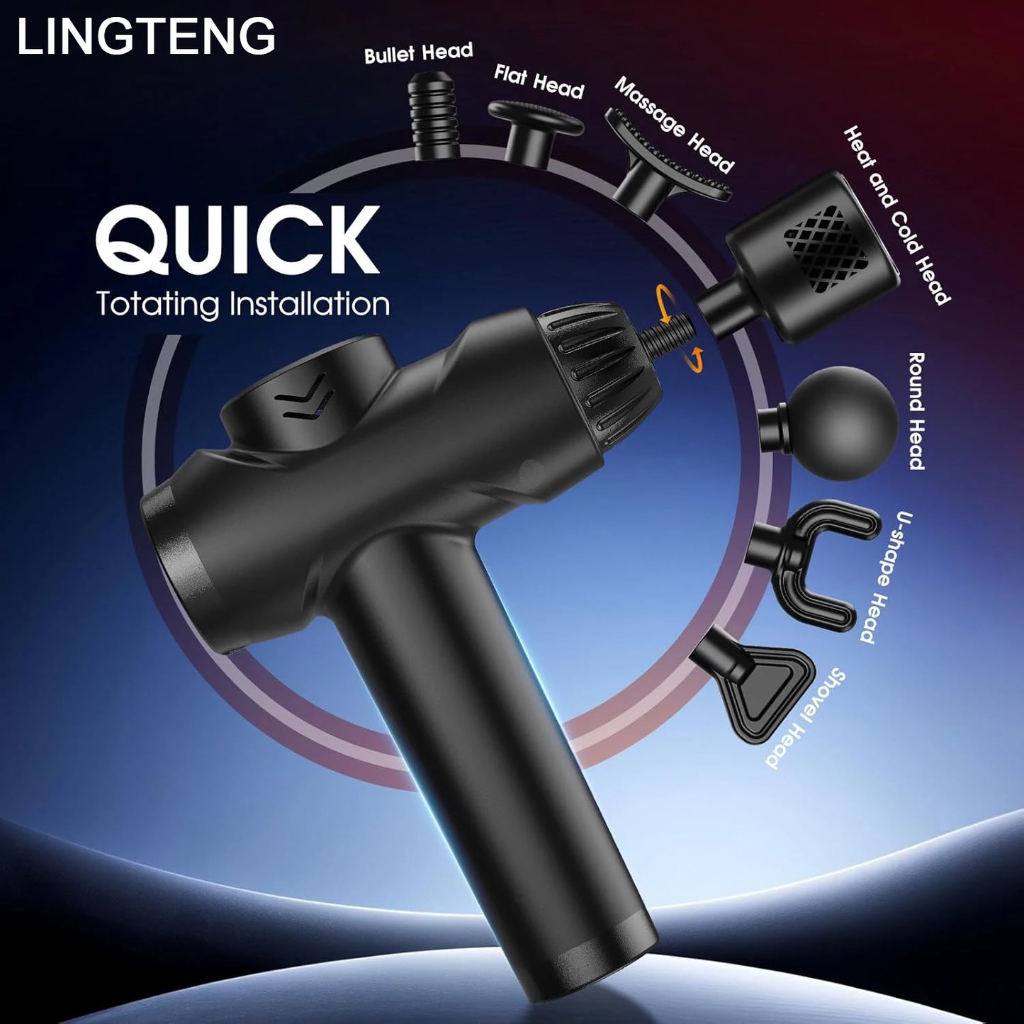 LINGTENG Massage Gun with Hot and Cold Functions, Deep Tissue Massage Gun, Back and Neck Massager, Muscle Percussion Massager, Handheld Massager, 7 Massage Heads, Comes with Storage Case, Christmas Gift, Birthday Gift, Sports