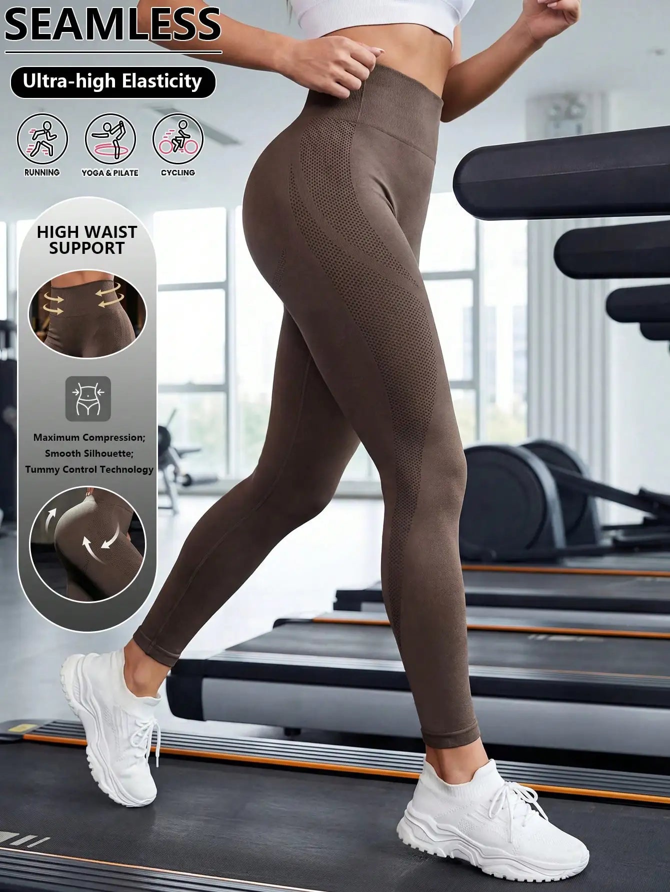 Women's High Waist Tight Leggings, Soft Stretchy, Tummy Control Lift Butt, Suitable For Workout, Yoga, Running, Regular And Plus Size Black Spring Sports