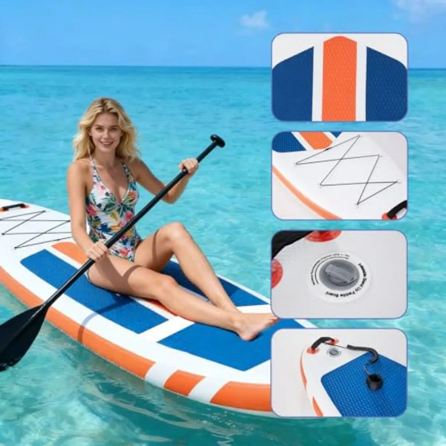 33 Inflatable Paddle Board SUP for beginners and adults, durable PVC material, blue color, ultra-stable design with 3 carry han