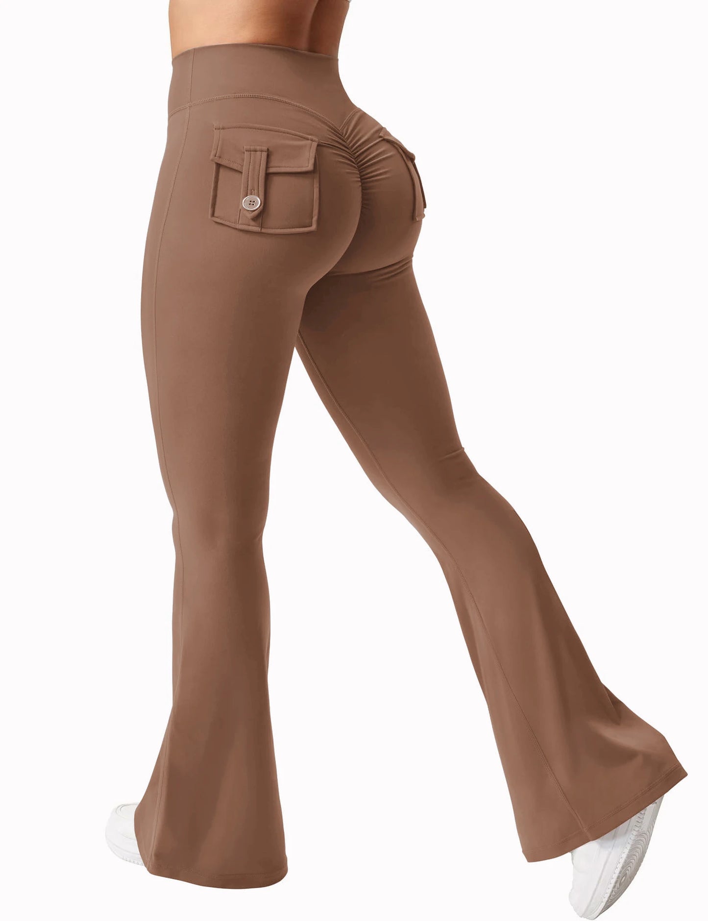 Summer Women's Cargo Pocket Fitness Tights High Waist Running