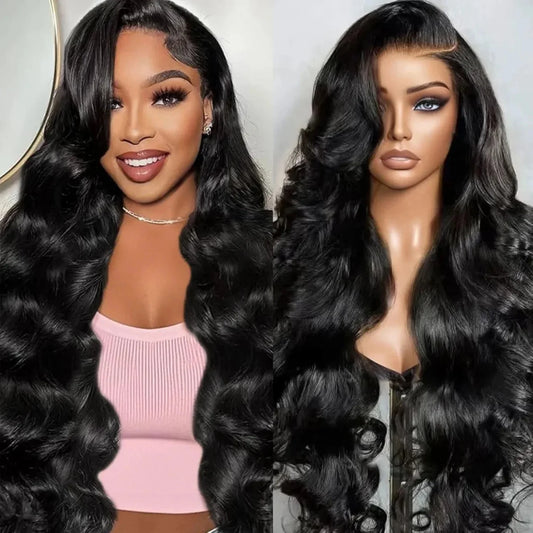 40 Inch 13x6 Body Wave Human Hair Frontal Wig 13x4 HD Lace Natural Black Front Wig Pre Plucked Human Hair Wigs For Black Women