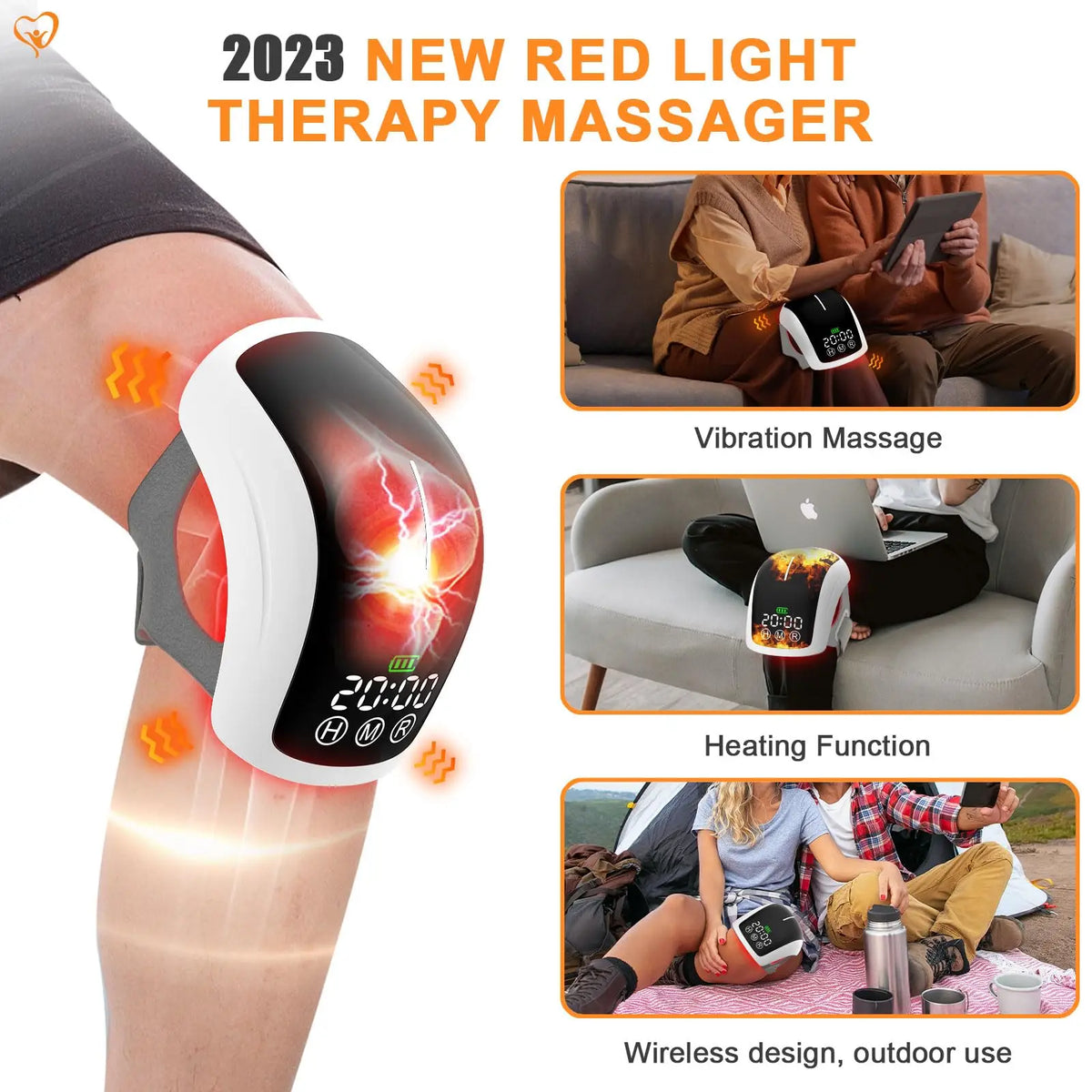 Electric Heated Knee Massager 210 Pieces Infrared Light Therapy Intelligent Vibration Heating Pad for Knee Pain Relief Joint Muscle Injury Recovery Portable Leg Care Brace Personal Health Relaxation Massager Device