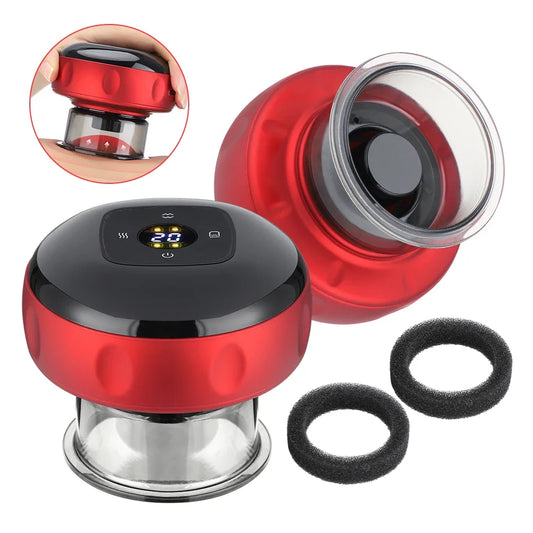 Smart Cupping Massager 12 Suction Levels Red Light Heating Digital Display One-Click Release 1800mAh Rechargeable Body Care