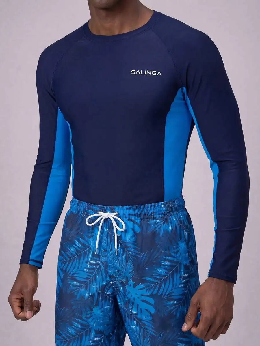 Men Rash Guard And Swim Shorts Set For Beach Adventure