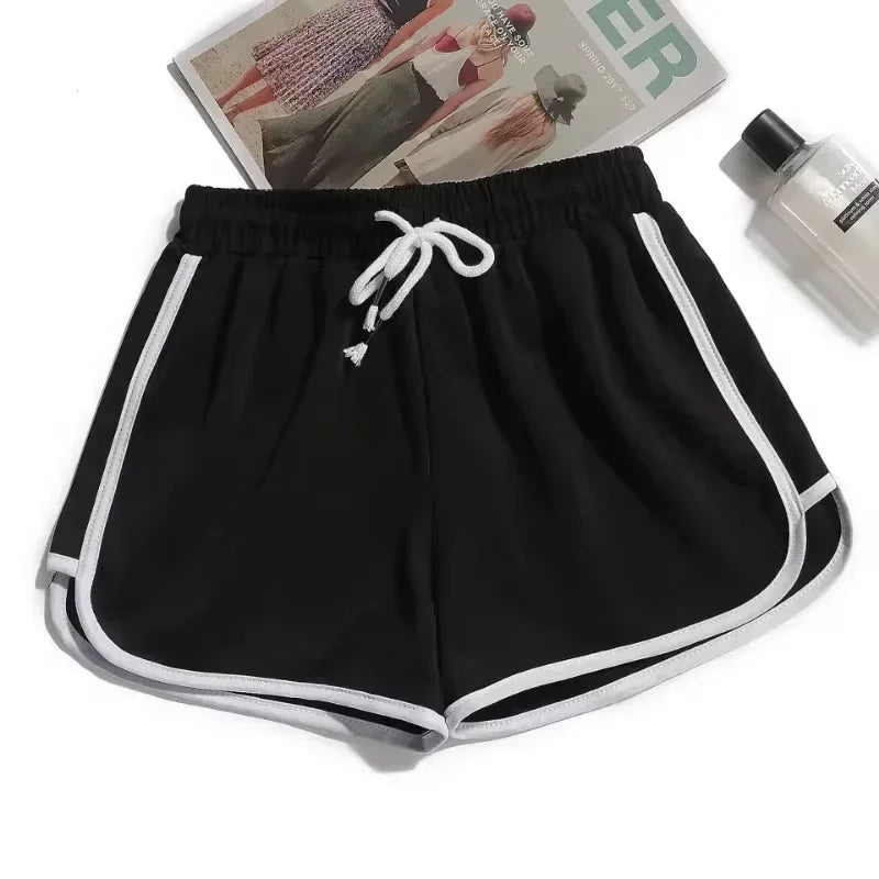Women Striped Sports Shorts Korean Style Casual Loose Wide Leg