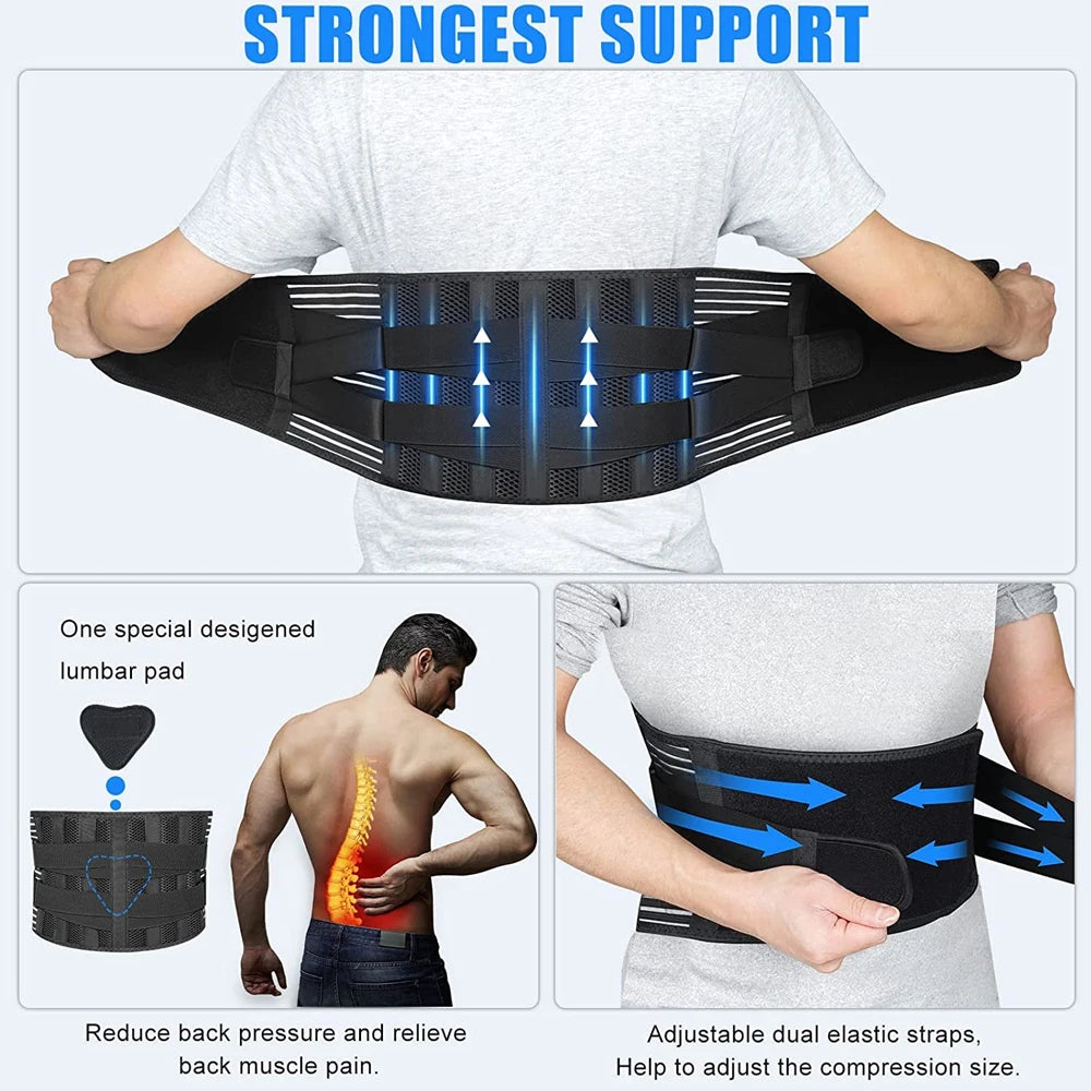 Lumbar Back Brace With 6 Stays Anti Skid Orthopedic Support