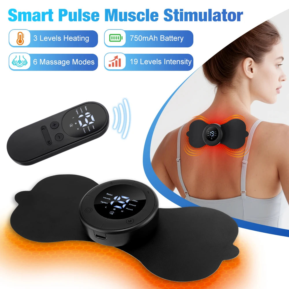 Electric Neck Massager EMS Muscle Massage 6 Mode Stimulator Low Frequency Instrument Hot Compress Back Cervical Calf Patches Mini Device