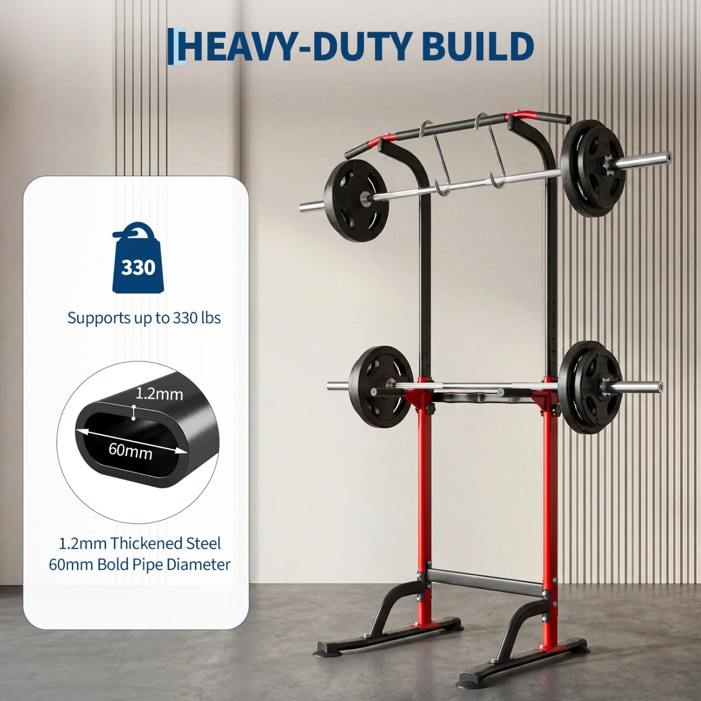 HiMISS Power Tower Adjustable Pull Up Dip Station Body Workout