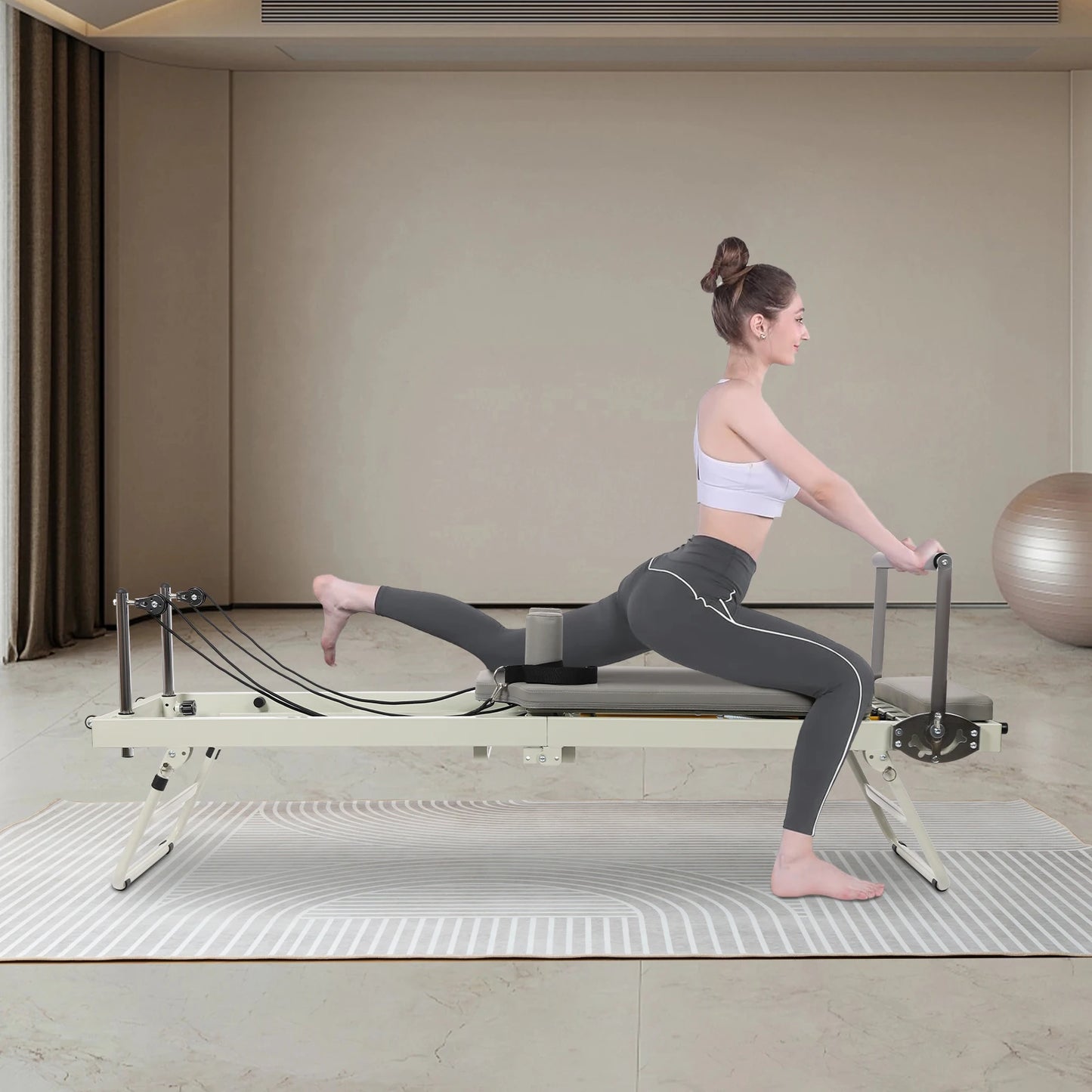 Foldable Pilates Reformer Machine 120kg Capacity For Yoga And Pilates