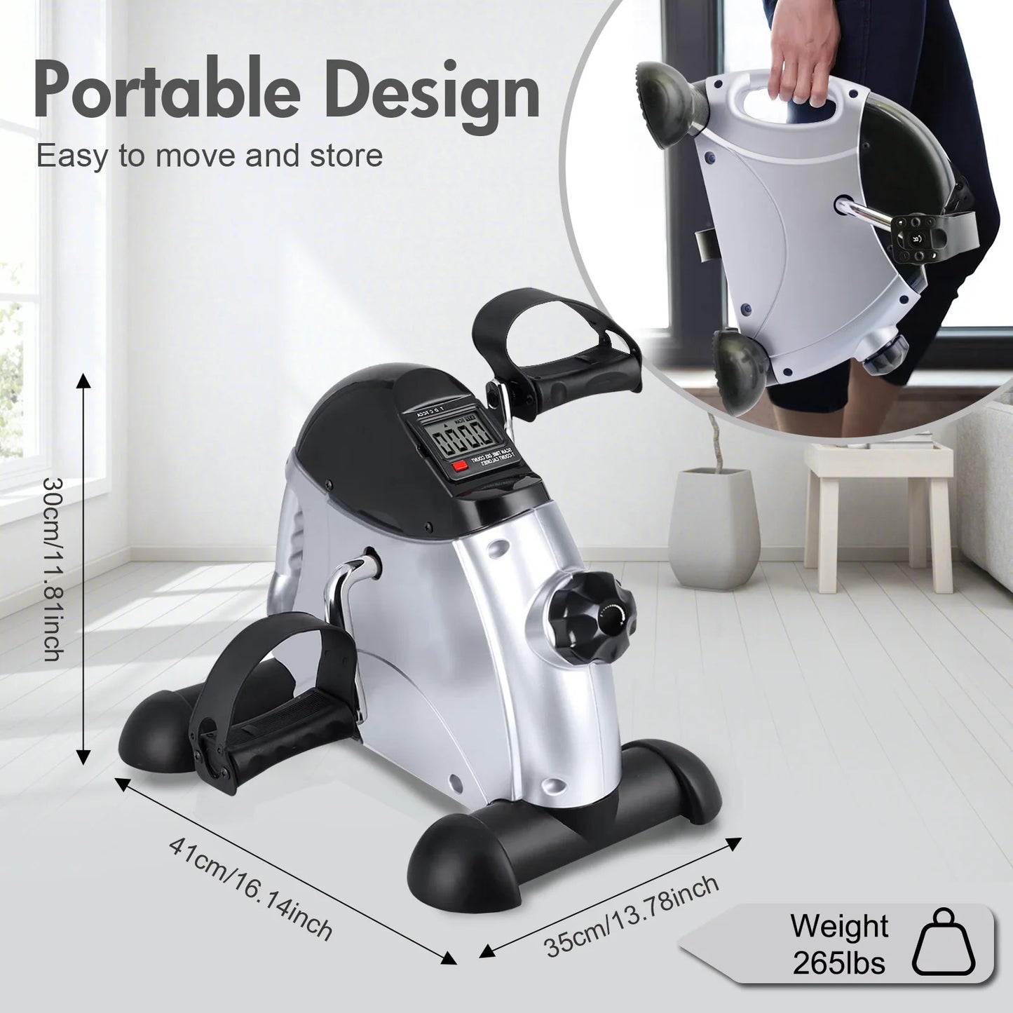 Mini Under Desk Stepper Pedal Exercise Bike With LCD Display