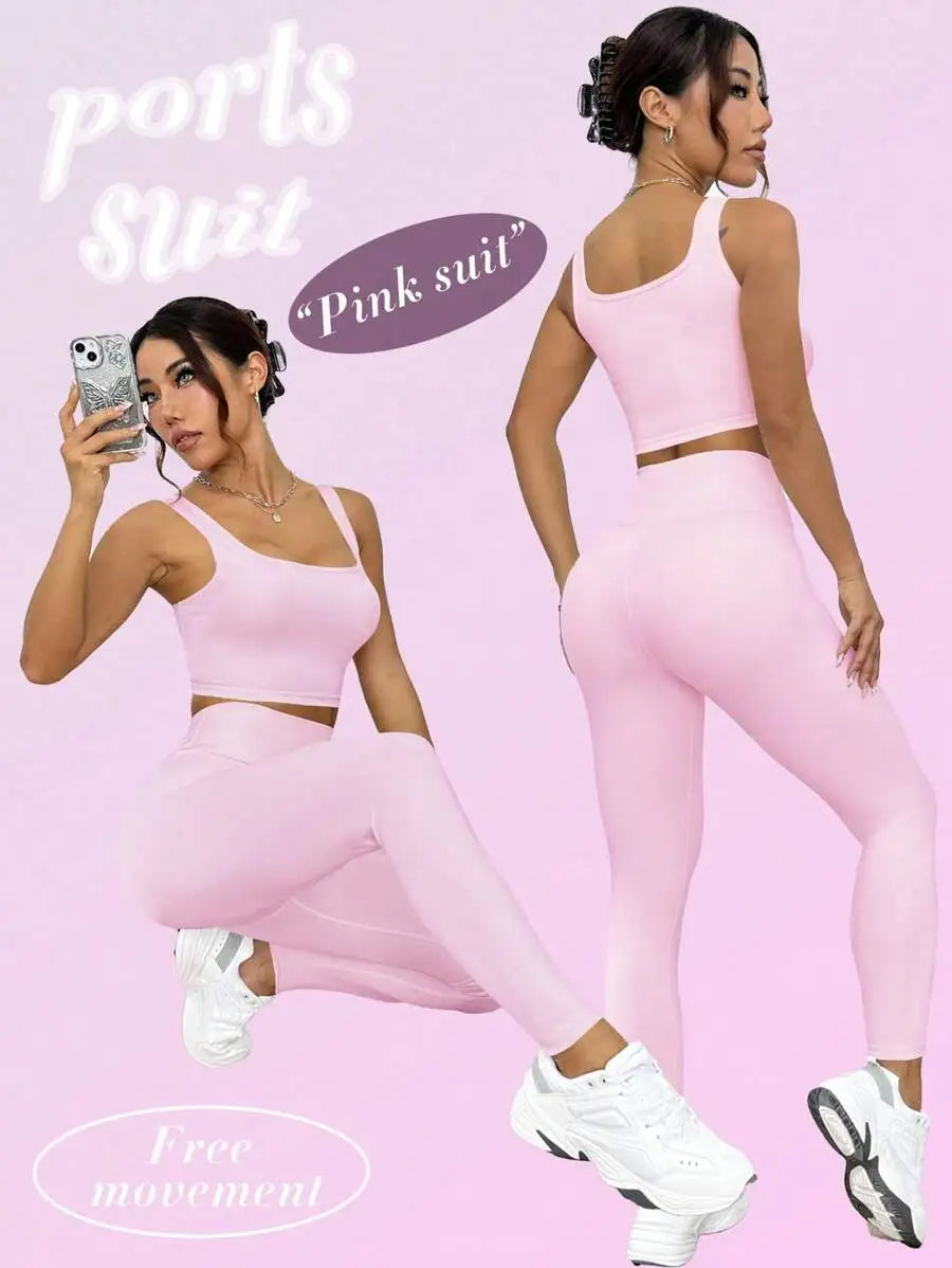 Women's Three Piece Yoga Set With Scoop Neck Tank Leggings