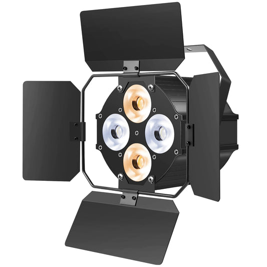 DayFlicker 120W LED Par Light DMX512 8CH Stage Light with Barndoors for Theater Studio Photostudio Home Decoration Party