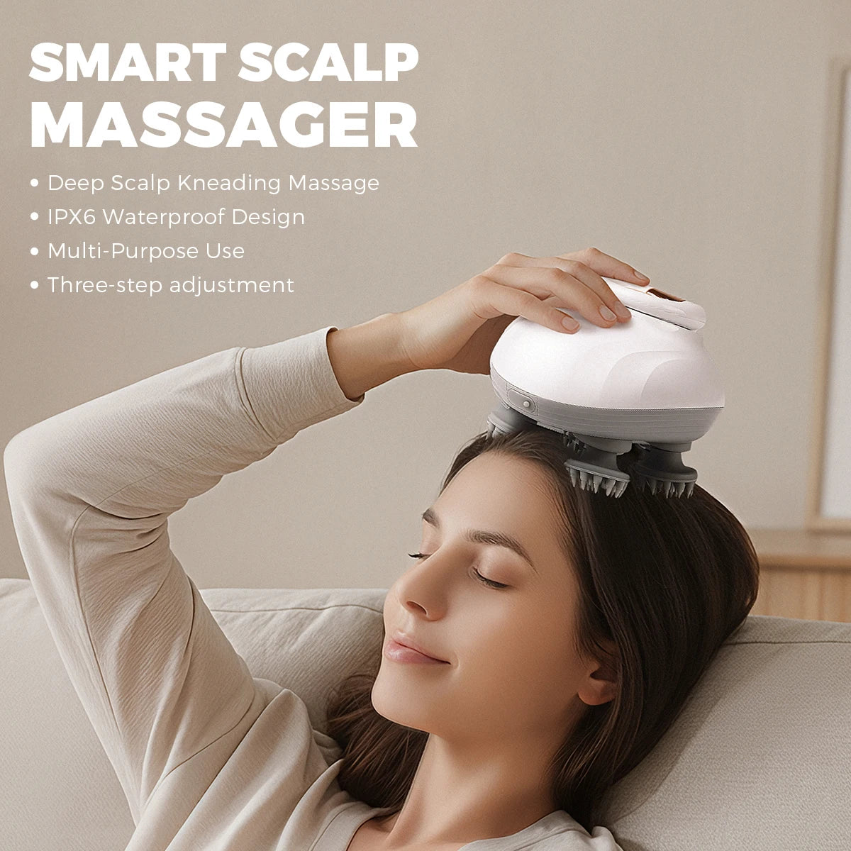Electric Scalp Massager Cordless Waterproof Kneading Head Massager