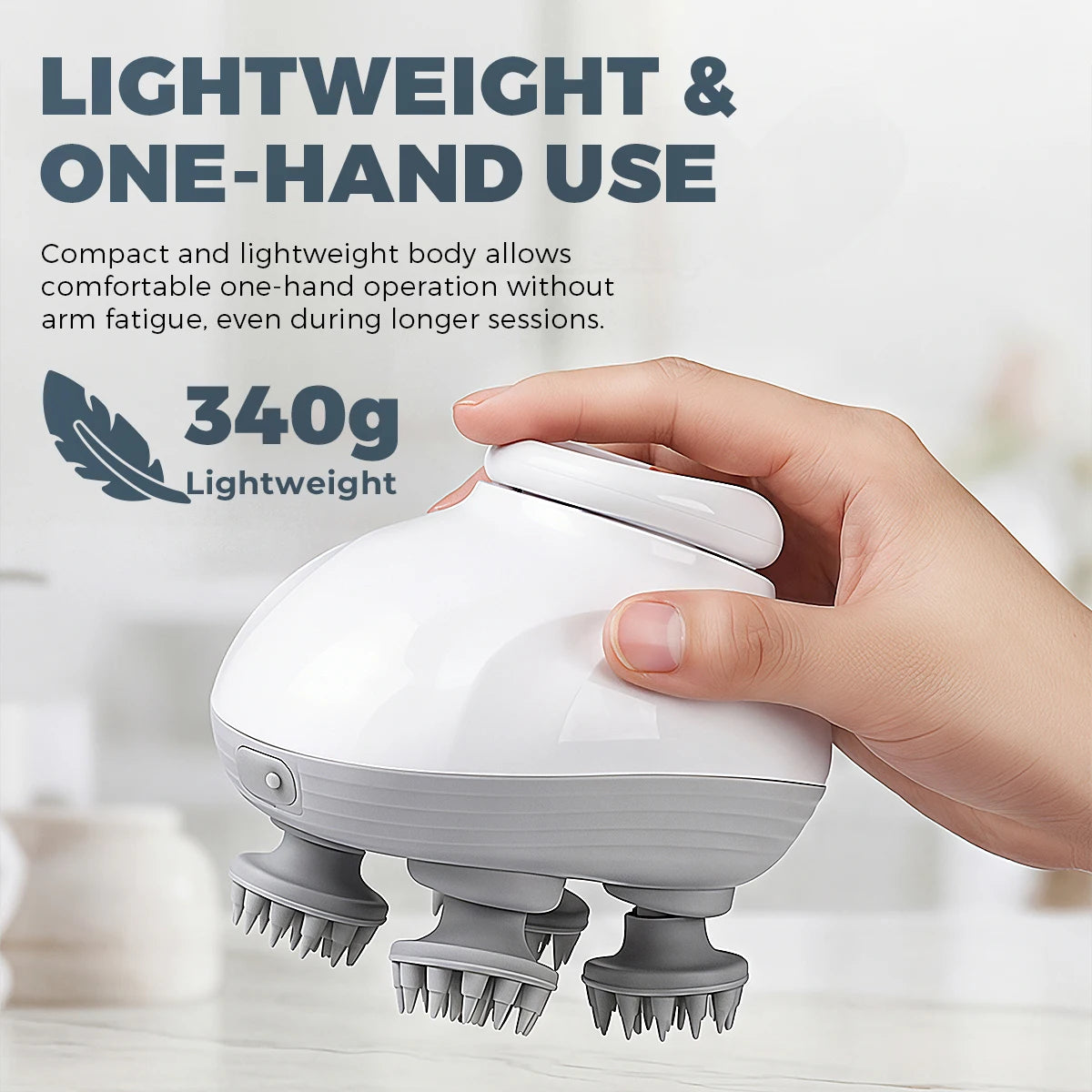 Electric Scalp Massager Cordless Waterproof Kneading Head Massager