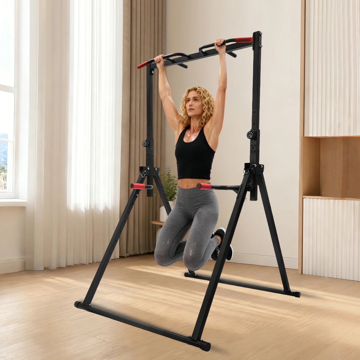 Adjustable Pull Up Bar Foldable Home Gym Station 200kg Load