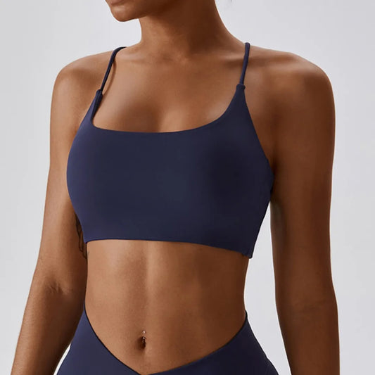 Women Crossback Sports Bra With Chest Pad For Yoga