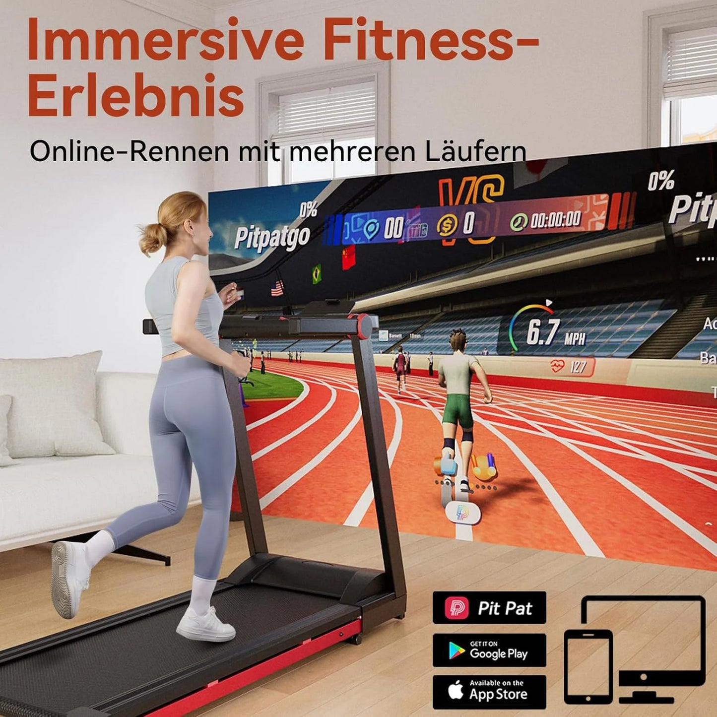 Superun 3.5HP Foldable Treadmill With 6 Percent Incline Bluetooth App 350lbs