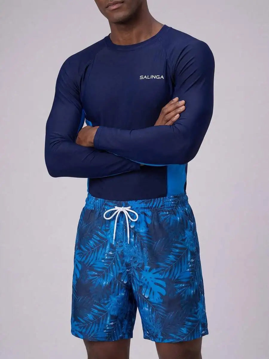 Men Rash Guard And Swim Shorts Set For Beach Adventure