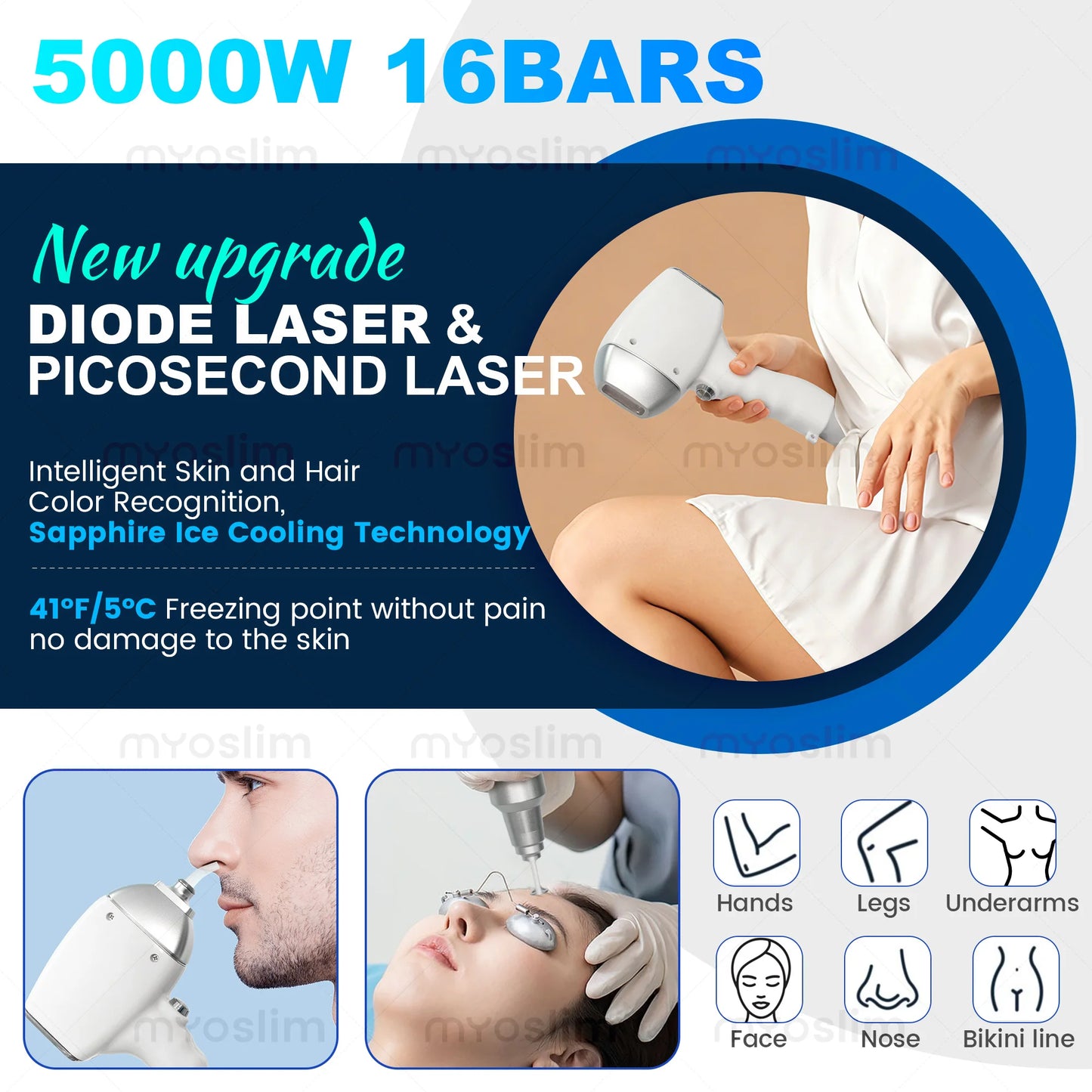 5000W FAC Soprano 2 in 1 808+ Picosecond Diode Hair Removal Device Picosecond Tattoo Removal Permanent Hair Removal