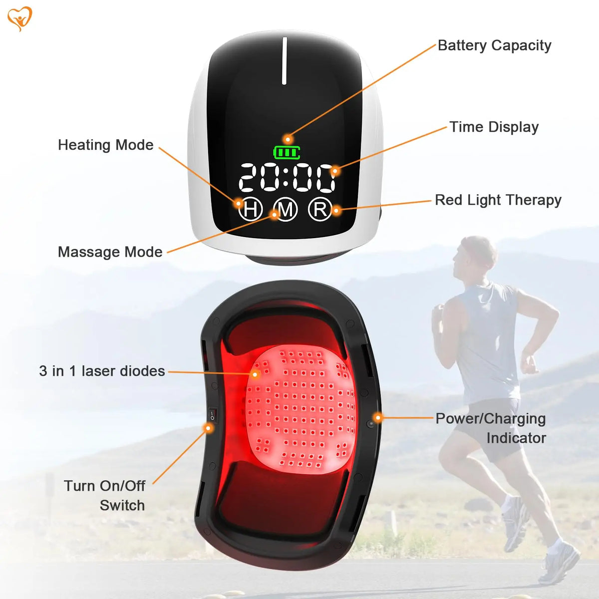 Electric Heated Knee Massager 210 Pieces Infrared Light Therapy Intelligent Vibration Heating Pad for Knee Pain Relief Joint Muscle Injury Recovery Portable Leg Care Brace Personal Health Relaxation Massager Device