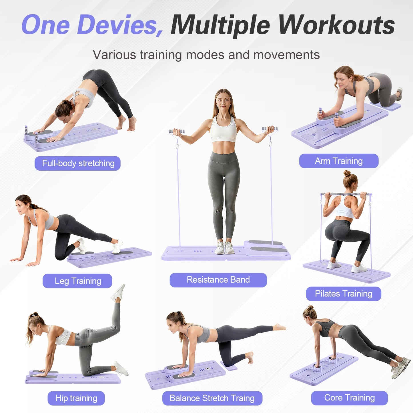 Foldable Pilates Bar Ab Board Core Trainer For Home Gym