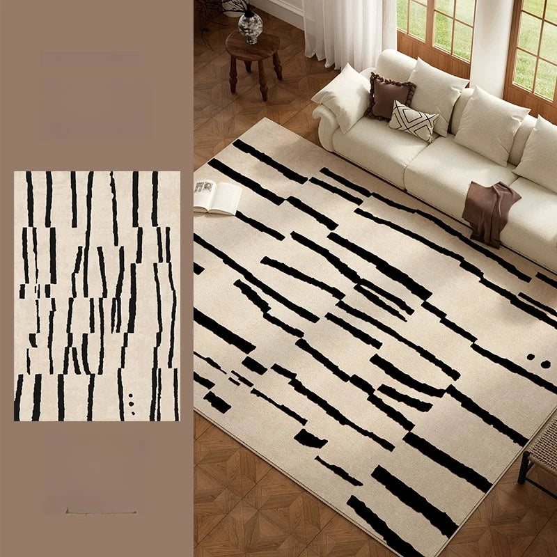 Retro Style Living Room Rug Washable Polyester Anti-Slip Floor Mat