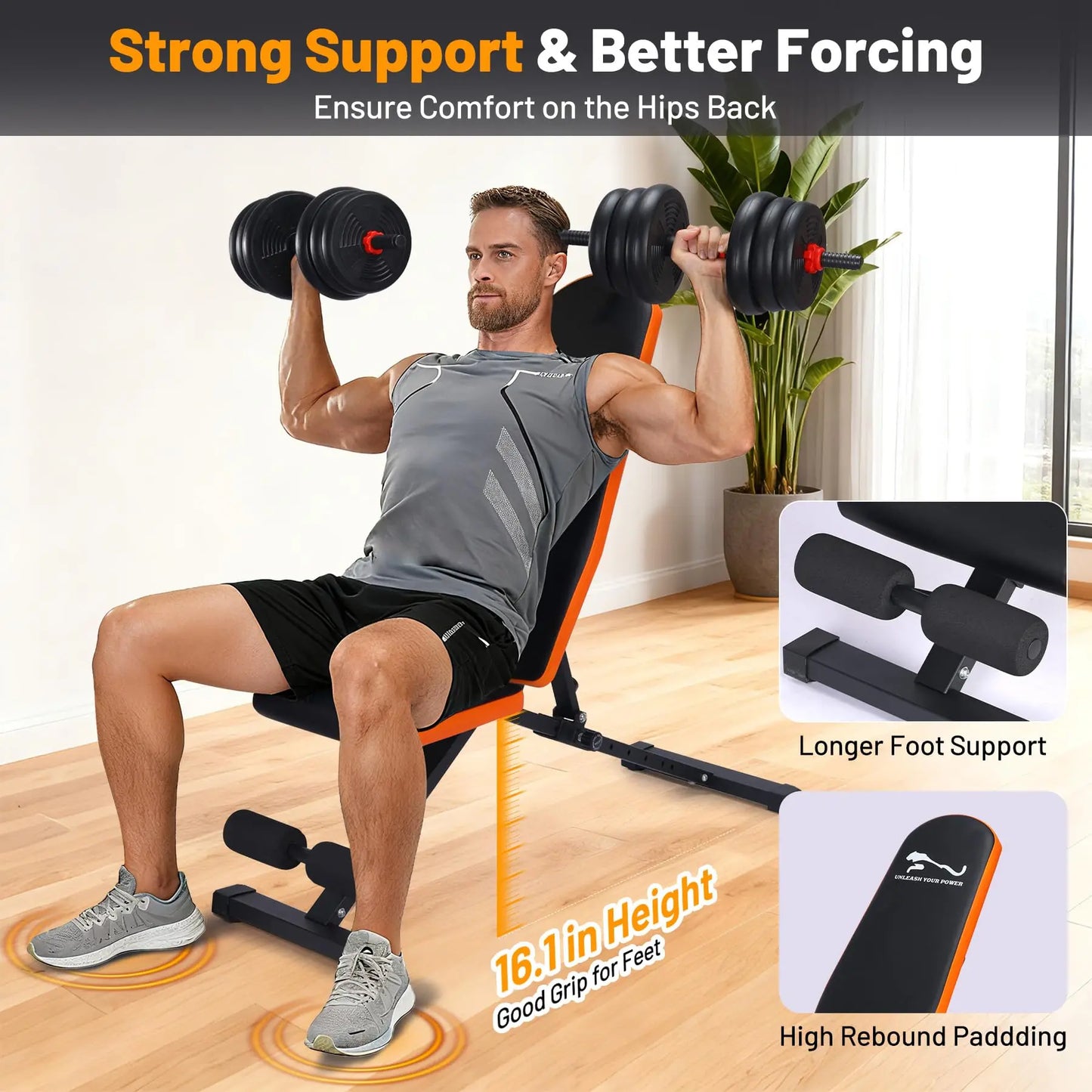 Heavy Duty 1000LB Adjustable FID Weight Bench For Home Gym