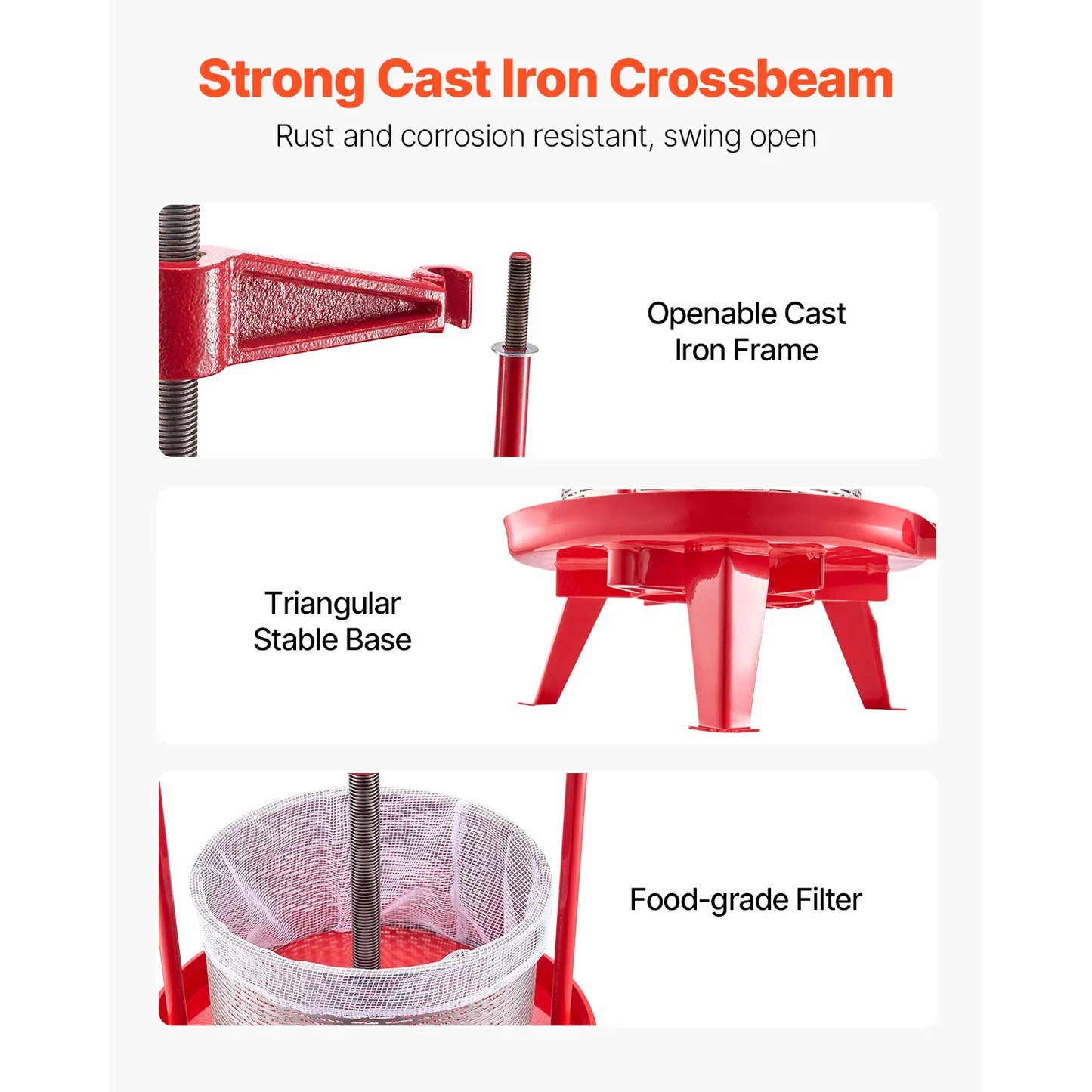 SucceBuy Fruit Wine Press Stainless Steel Manual Juicer