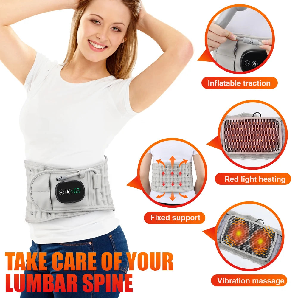 PASTSKY Rechargeable Heating Waist Massager With Inflatable Lumbar Traction