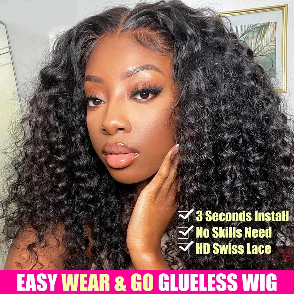 Wear And Go Glueless Deep Wave Wig Human Hair Ready To PrePlucked For Women Precut 13x6 Hd Frontal Curly Lace Front Wigs On Sale