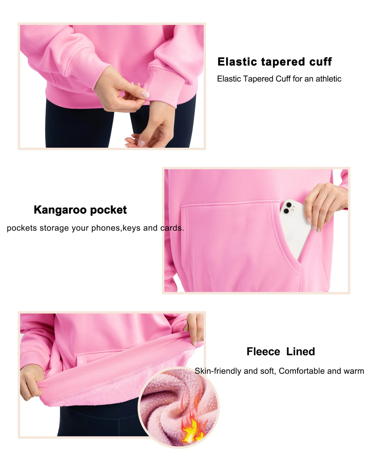 The Gym People Women Oversized Fleece Hoodie Pullover Sweatshirt