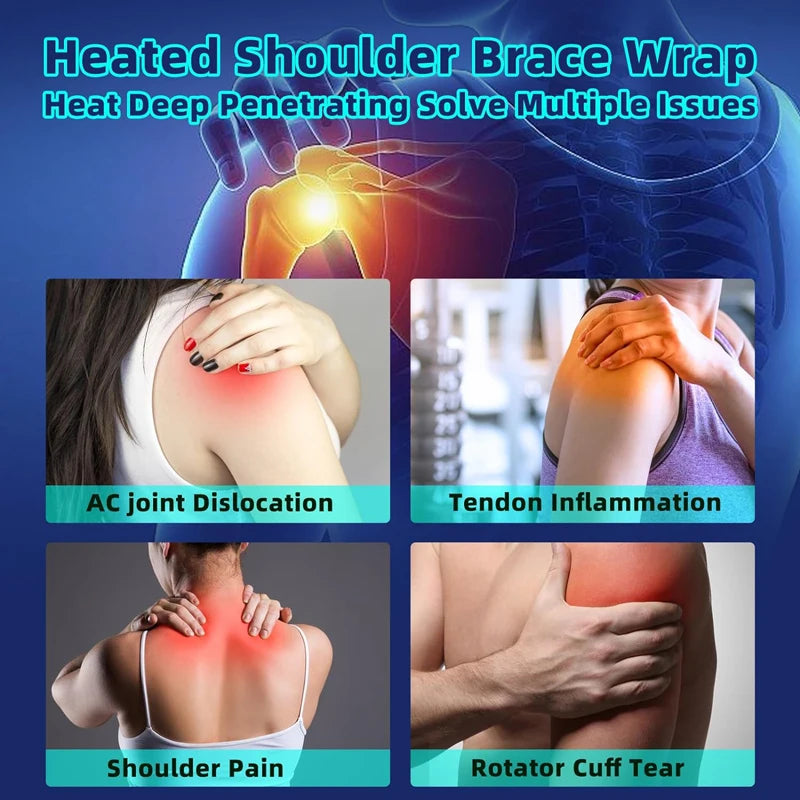 Smart Heated Shoulder Massage Brace With Graphene Heating USB Vibration
