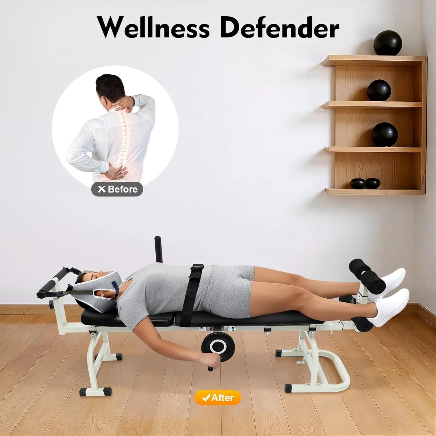 Back Stretch Bench for Neck and Lumbar Decompression at Home