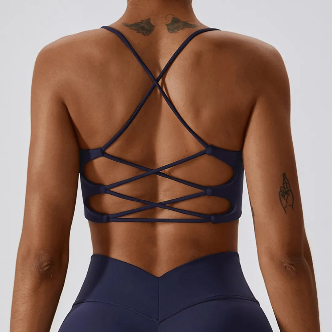Women Crossback Sports Bra With Chest Pad For Yoga