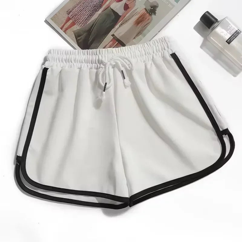 Women Striped Sports Shorts Korean Style Casual Loose Wide Leg