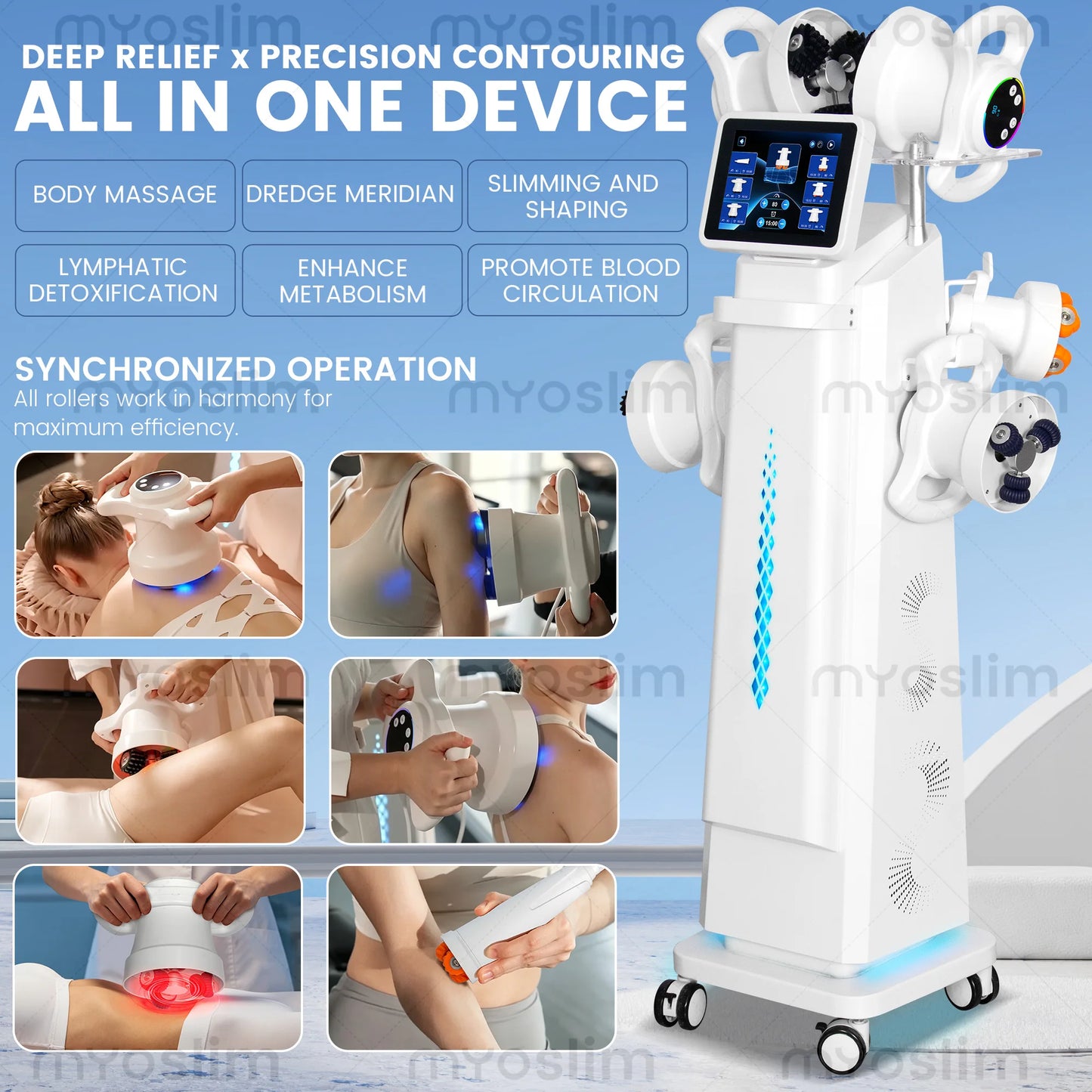 MYOSLIM Vertical 6-Handle Synchronous Roller 360 Rotation Device