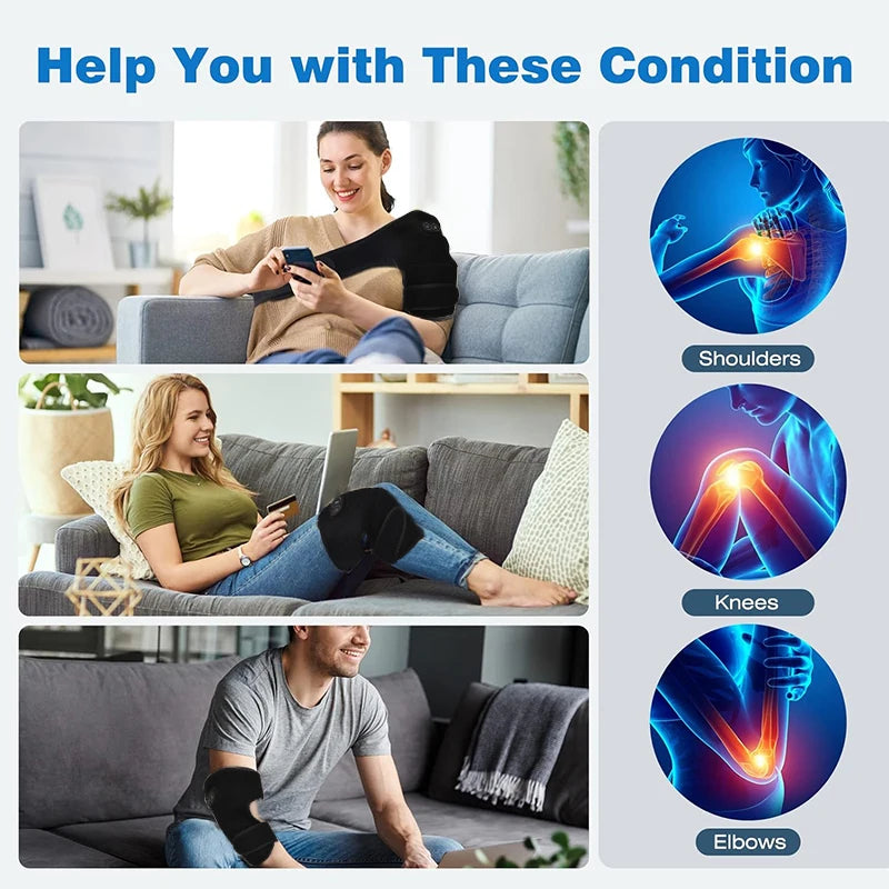 Smart Heated Shoulder Massage Brace With Graphene Heating USB Vibration
