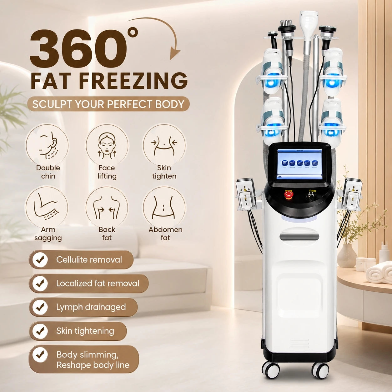 360 Cryo Fat Freezer Slimming Machine For Body Contouring