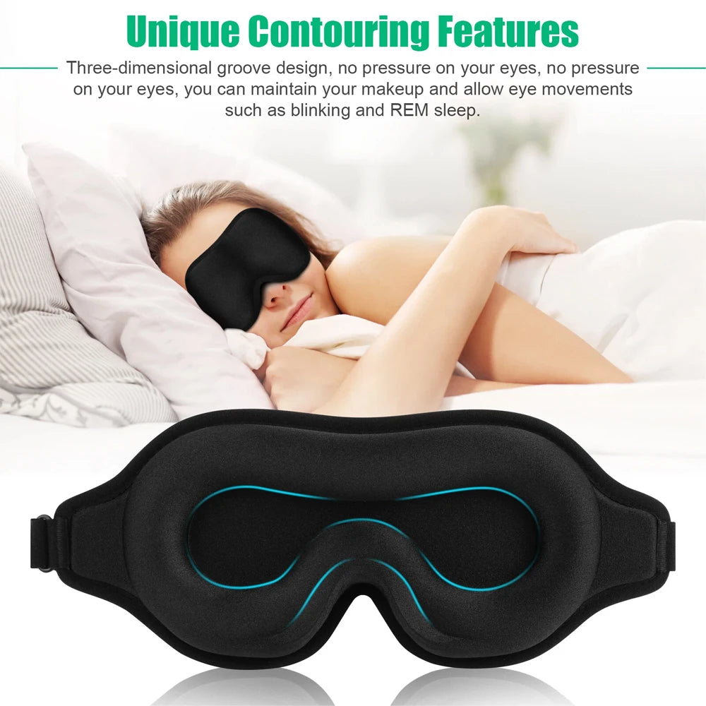 3D Travel Eye Sleep Mask Light Blocking Sleep Aid Adjustable Strap