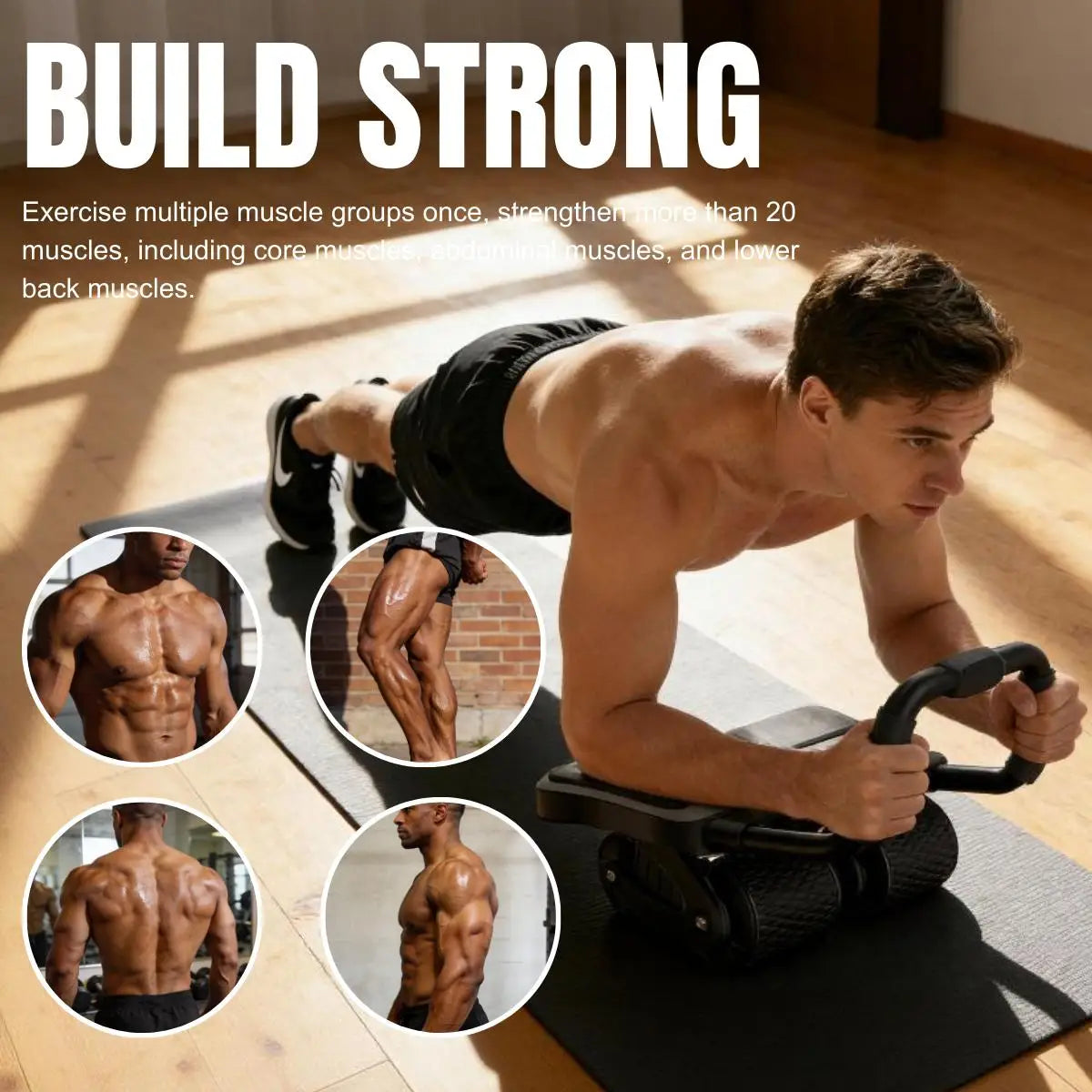 2 In 1 Abdominal Wheel Knee Mat With Automatic Rebound