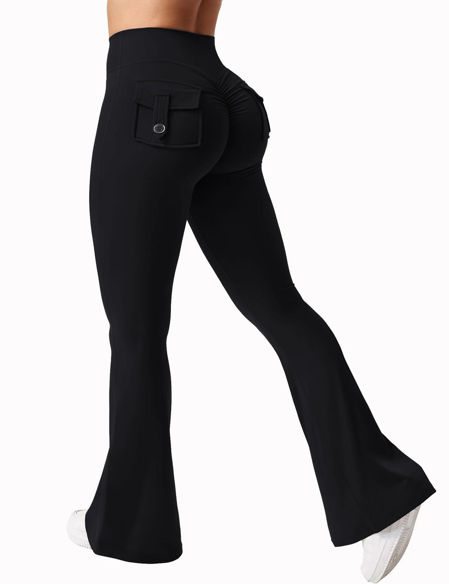 Summer Women's Cargo Pocket Fitness Tights High Waist Running