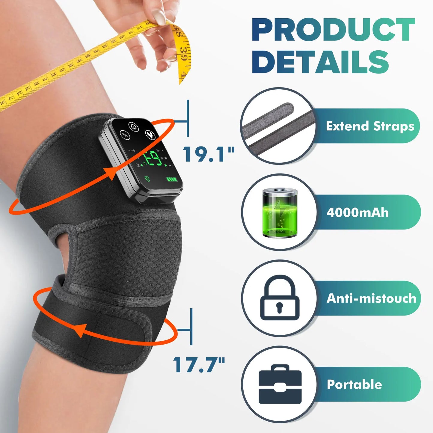 Hailicare Knee Heating Massager With Thermal Pad For Joint Pain Relief