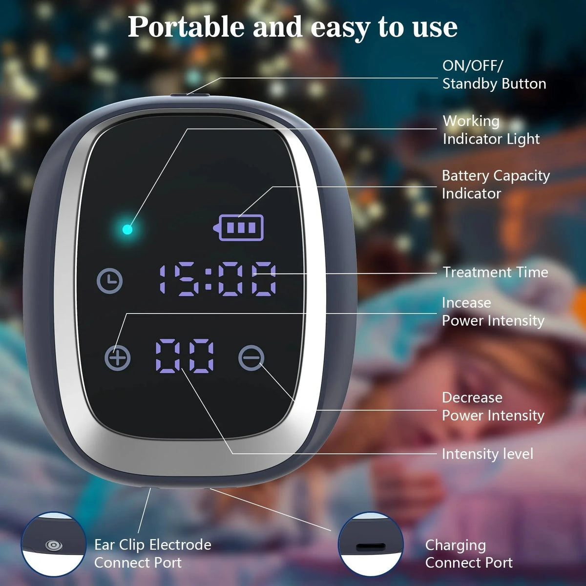 Portable CES Microcurrent Sleep Aid Device For Insomnia Relief
