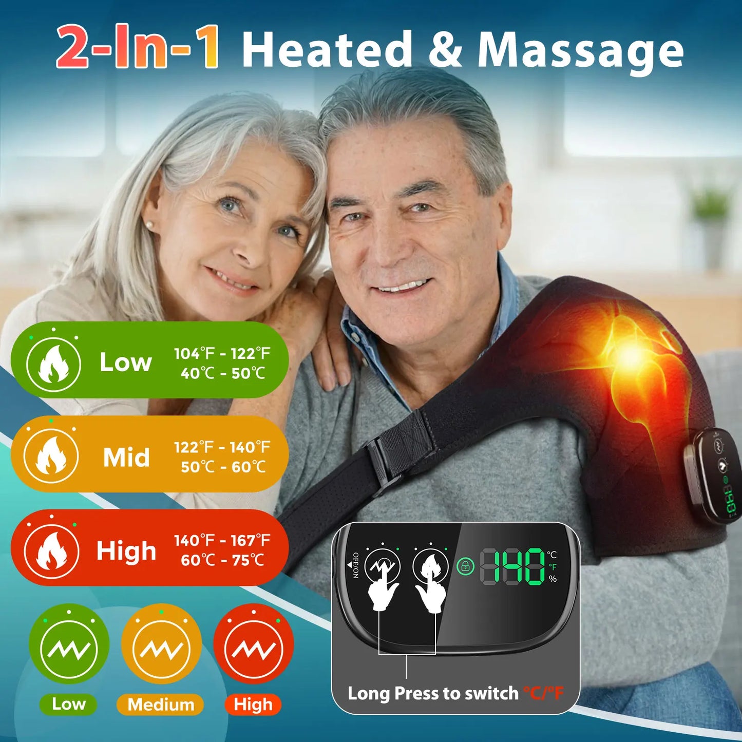 Hailicare Electric Heating Pad Shoulder Massager For Joint Pain Relief
