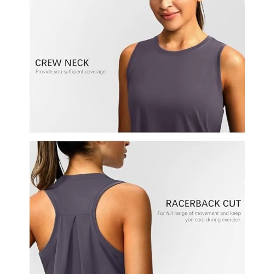 Women's Bamboo Fiber Racerback Workout Tank Top For Yoga Gym