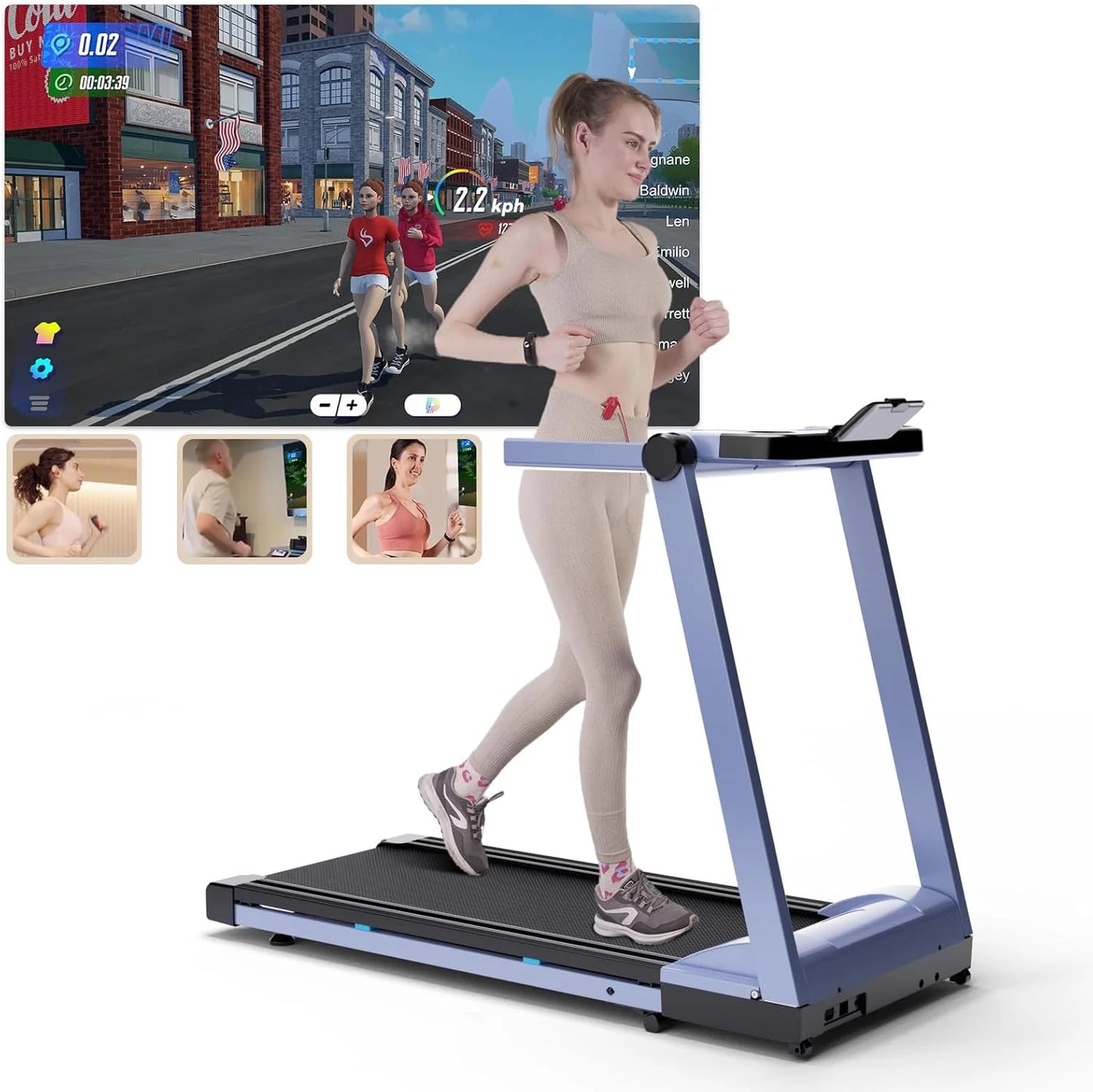 Superun 3.5HP Foldable Treadmill With 6 Percent Incline Bluetooth App 350lbs