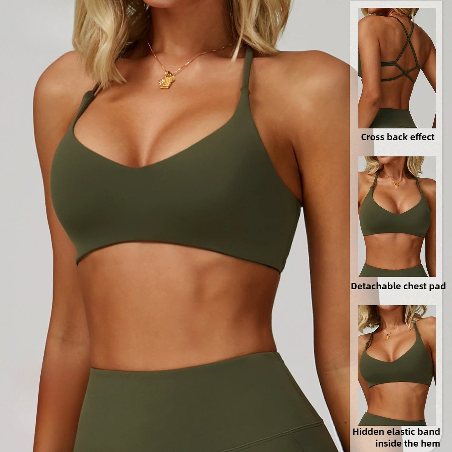 Cross Shoulder Straps Sports Bra Anti-Sweat Gym Top Women Yoga