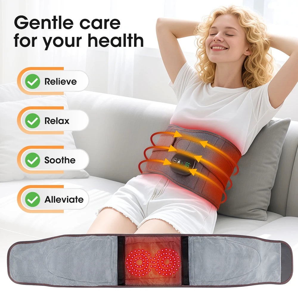 Agdoad Heating Vibration Massager Belt With Red Light Therapy