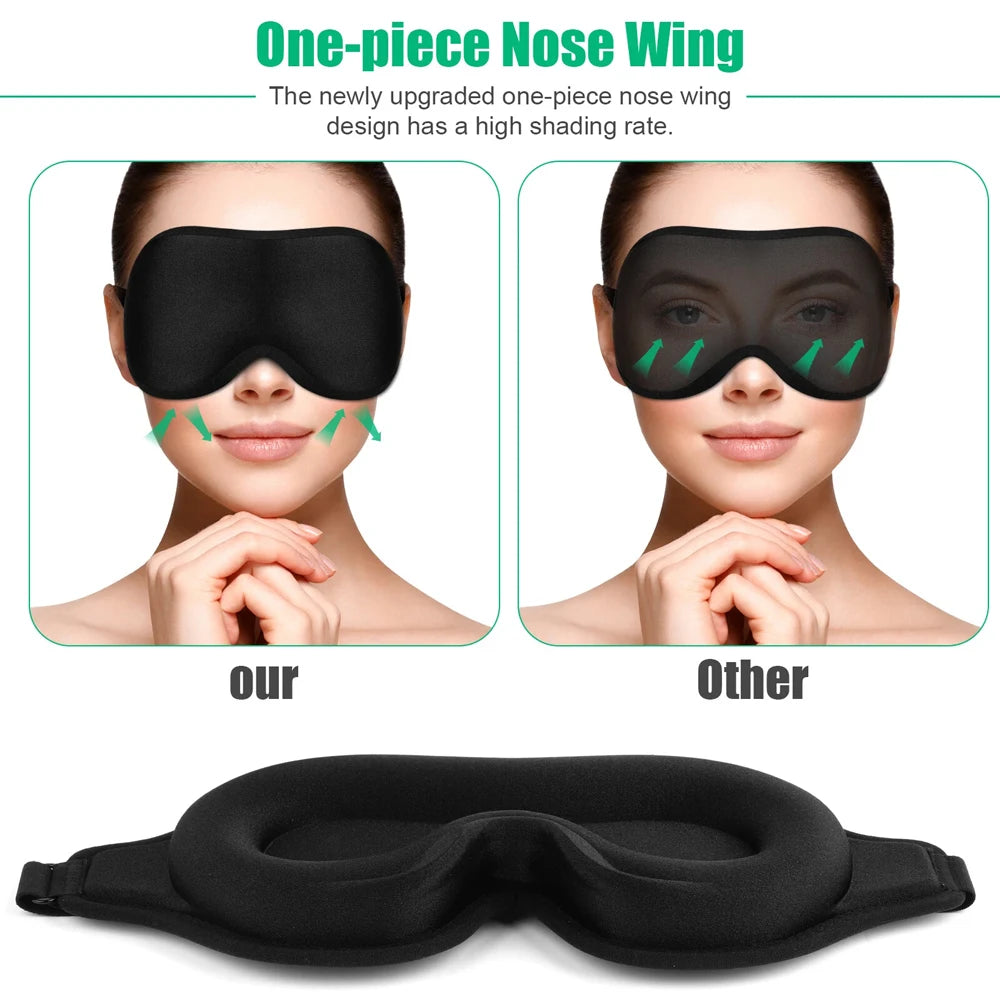 3D Travel Eye Sleep Mask Light Blocking Sleep Aid Adjustable Strap